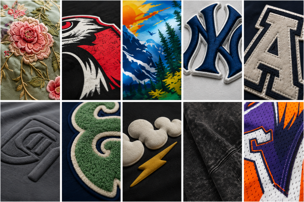 printing and embroidery options