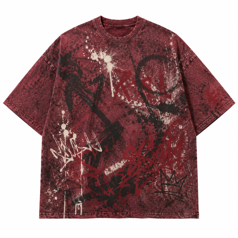 Custom Graffiti Print Acid Wash T Shirt Manufacturer for Brands