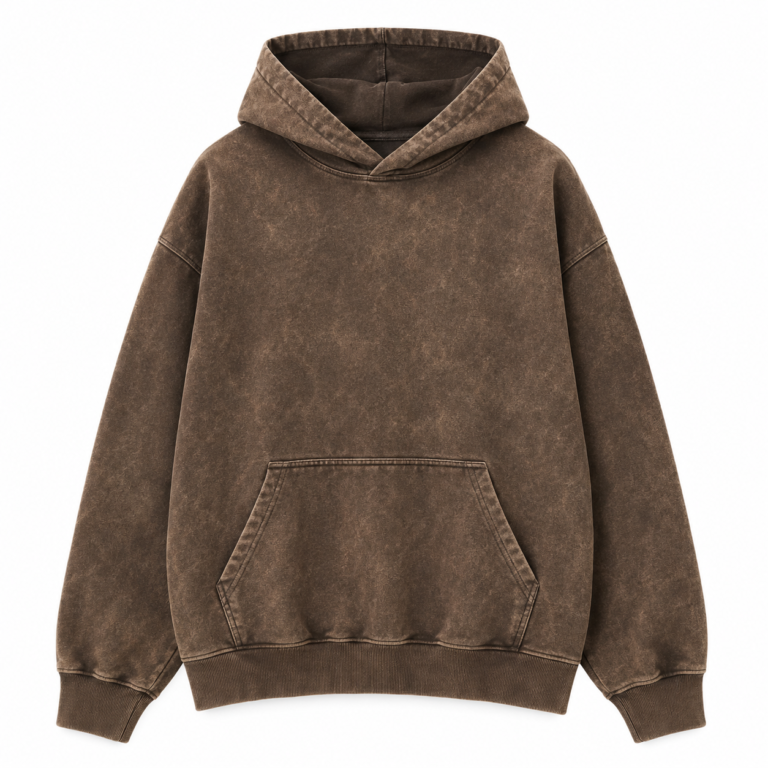 Custom Brown Acid Wash Oversized Streetwear Hoodie