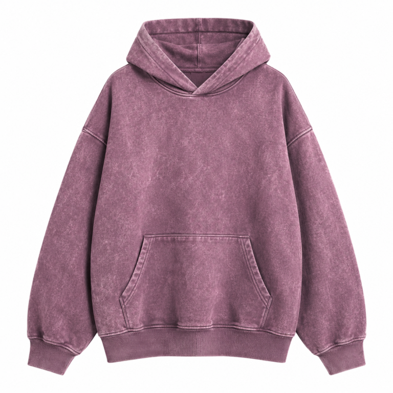 Custom Mauve Acid Wash Oversized Pullover Hoodie