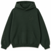 custom green acid wash hoodie with wave stitching