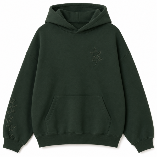 custom green acid wash hoodie with wave stitching