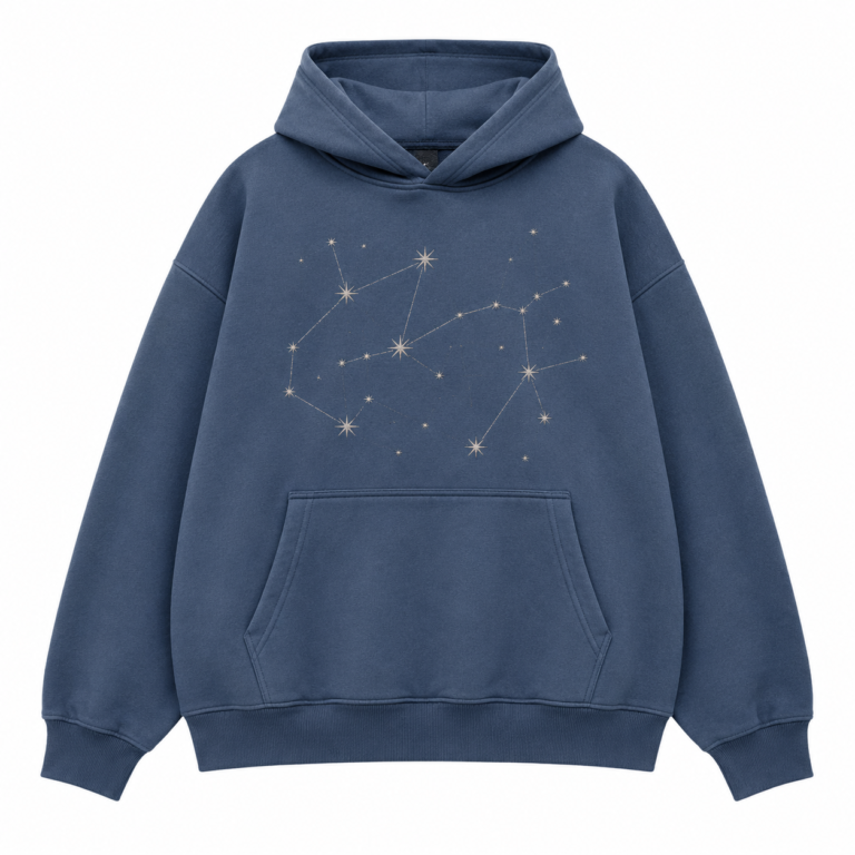 Custom Blue Constellation Embroidery Hoodie