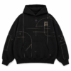custom green acid wash hoodie with wave stitching