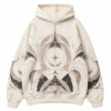 custom dark green oversized quilted wave hoodie (复制)