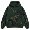 custom dark green oversized quilted wave hoodie (复制)