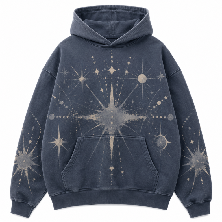 Custom Blue Starburst Graphic Pullover Hoodie