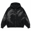custom brown abstract wave print oversized hoodie