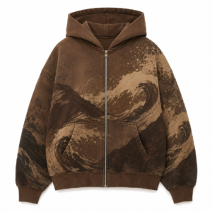 custom brown abstract wave print oversized hoodie custom brown abstract wave print oversized hoodie
