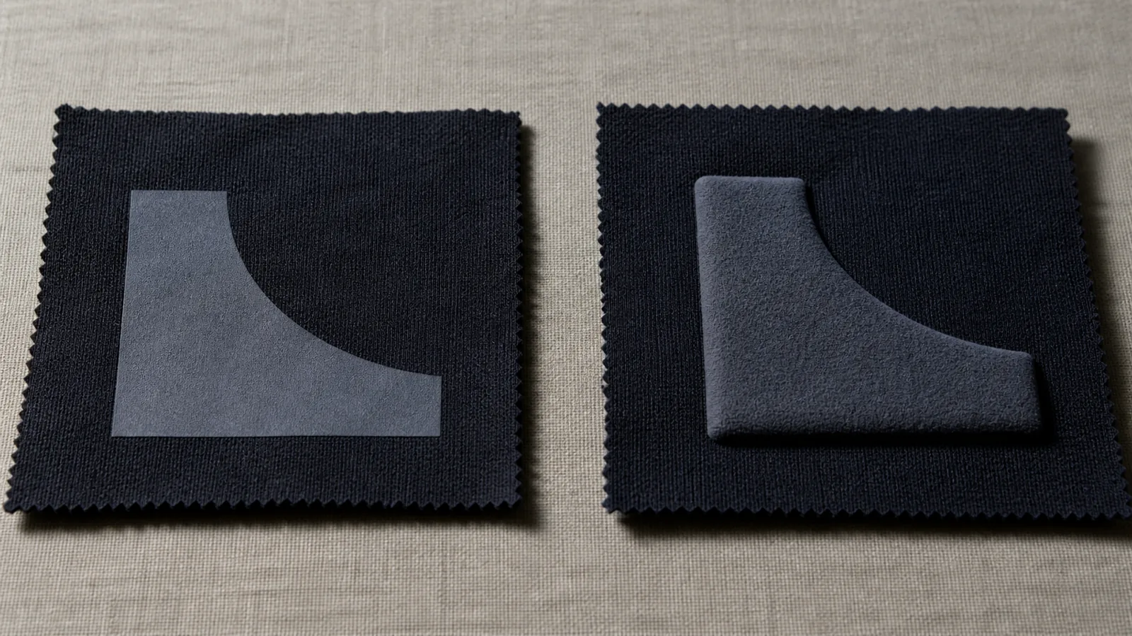 Custom Hoodie Printing Methods for Streetwear Brands Separate hoodie fabric swatches showing flat and raised puff printing