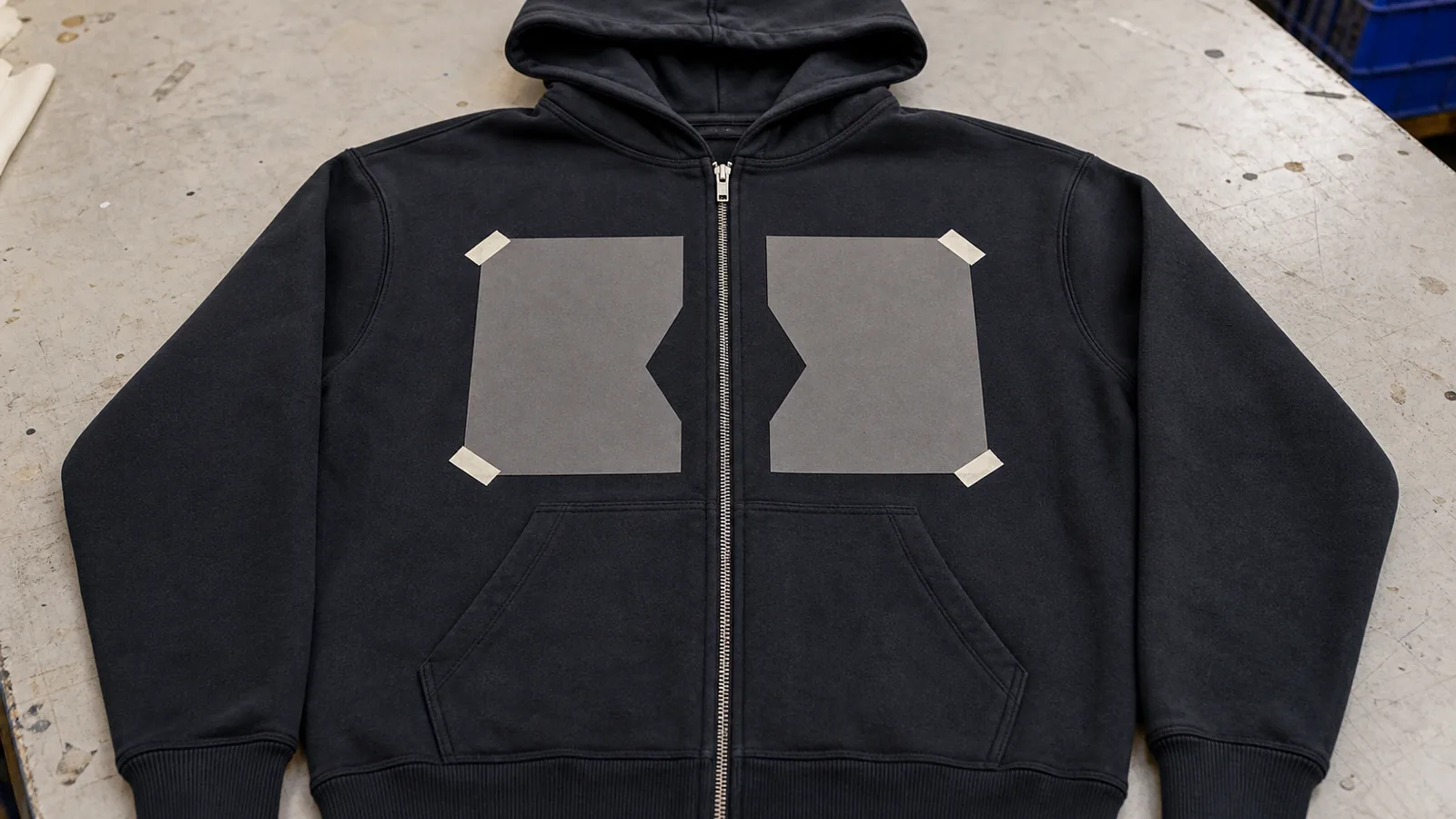 Custom Hoodie Printing Methods for Streetwear Brands Unbranded zip-up hoodie with front decoration placement under review
