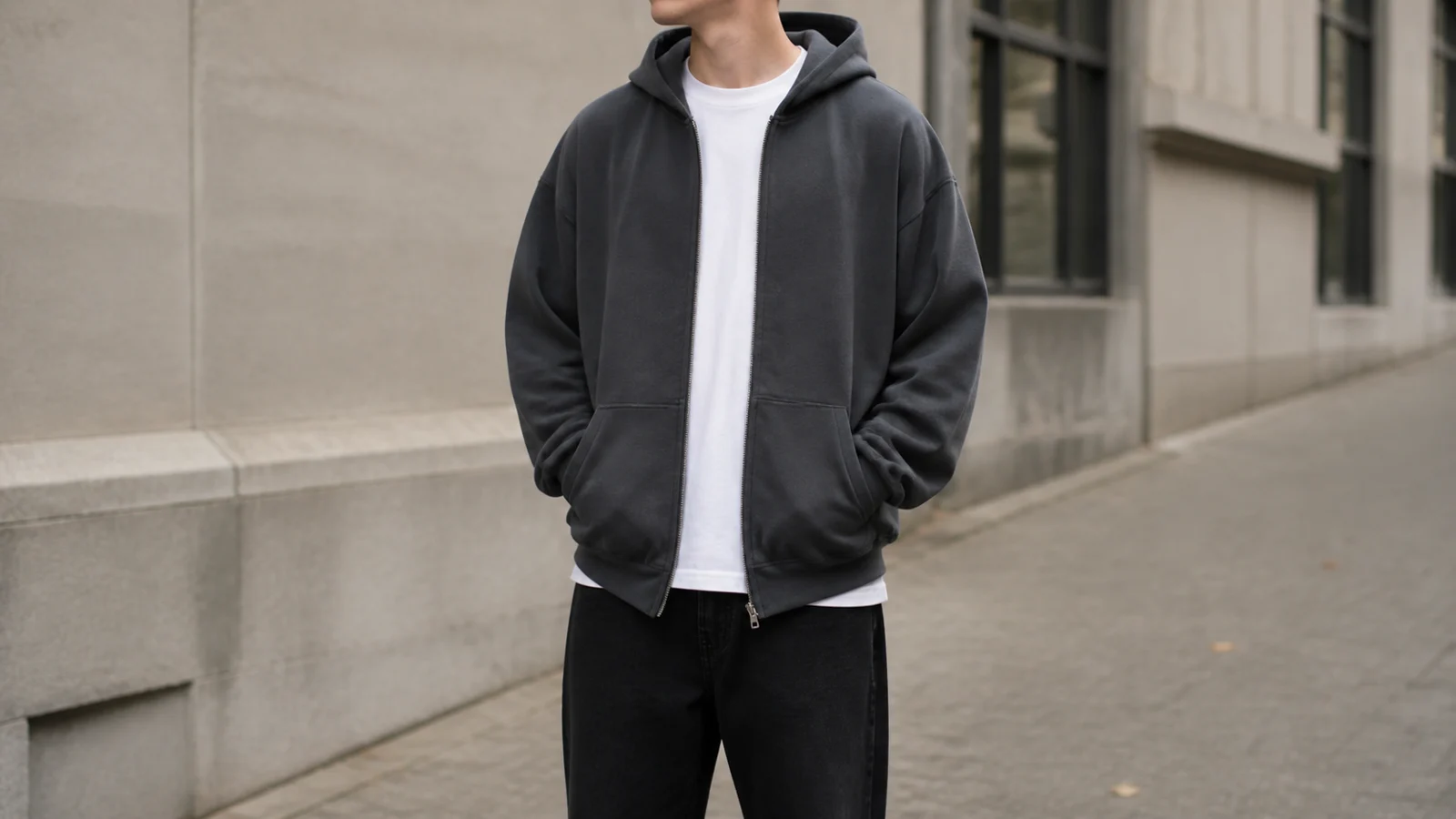 Are Oversized Hoodies Still Trendy? Contemporary oversized zip-up hoodie with a relaxed boxy fit