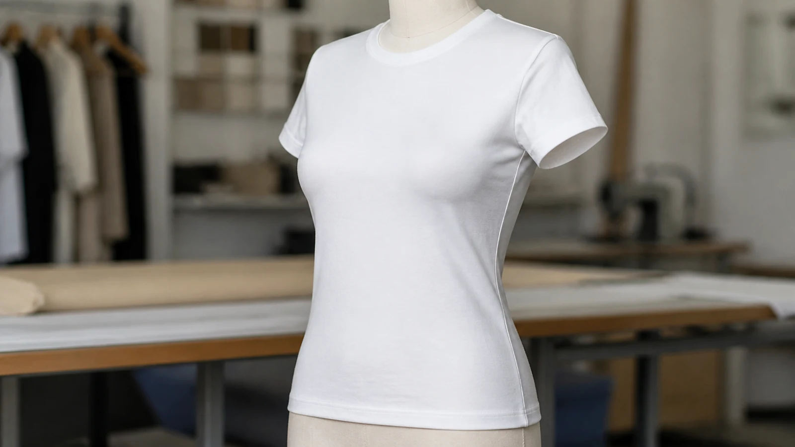 How to Tell If a T-Shirt Is Men's or Women's? Women's fitted T-shirt showing subtle waist shaping and garment proportions