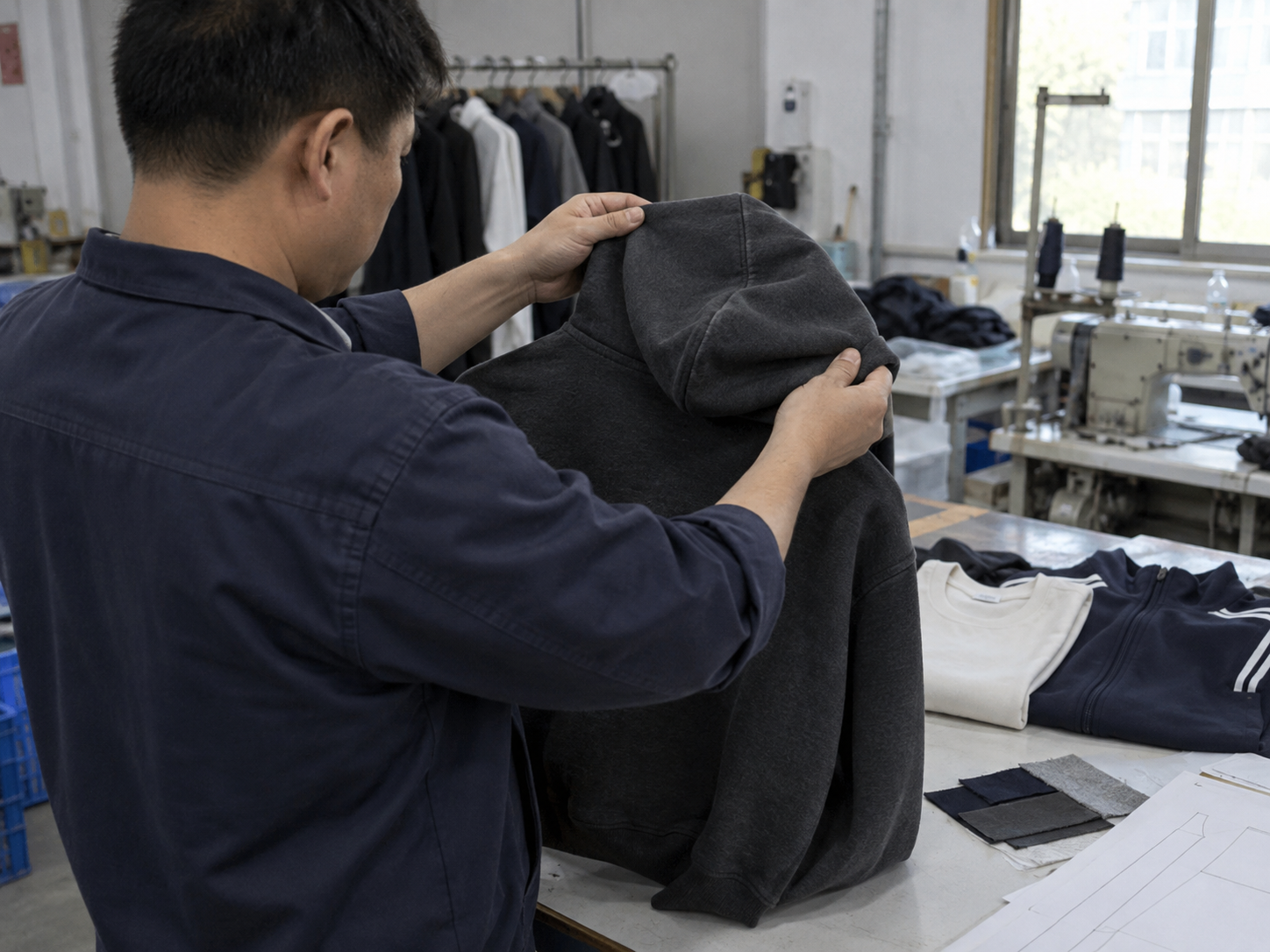 YECHENG apparel manufacturing floor showing cutting and sewing operations