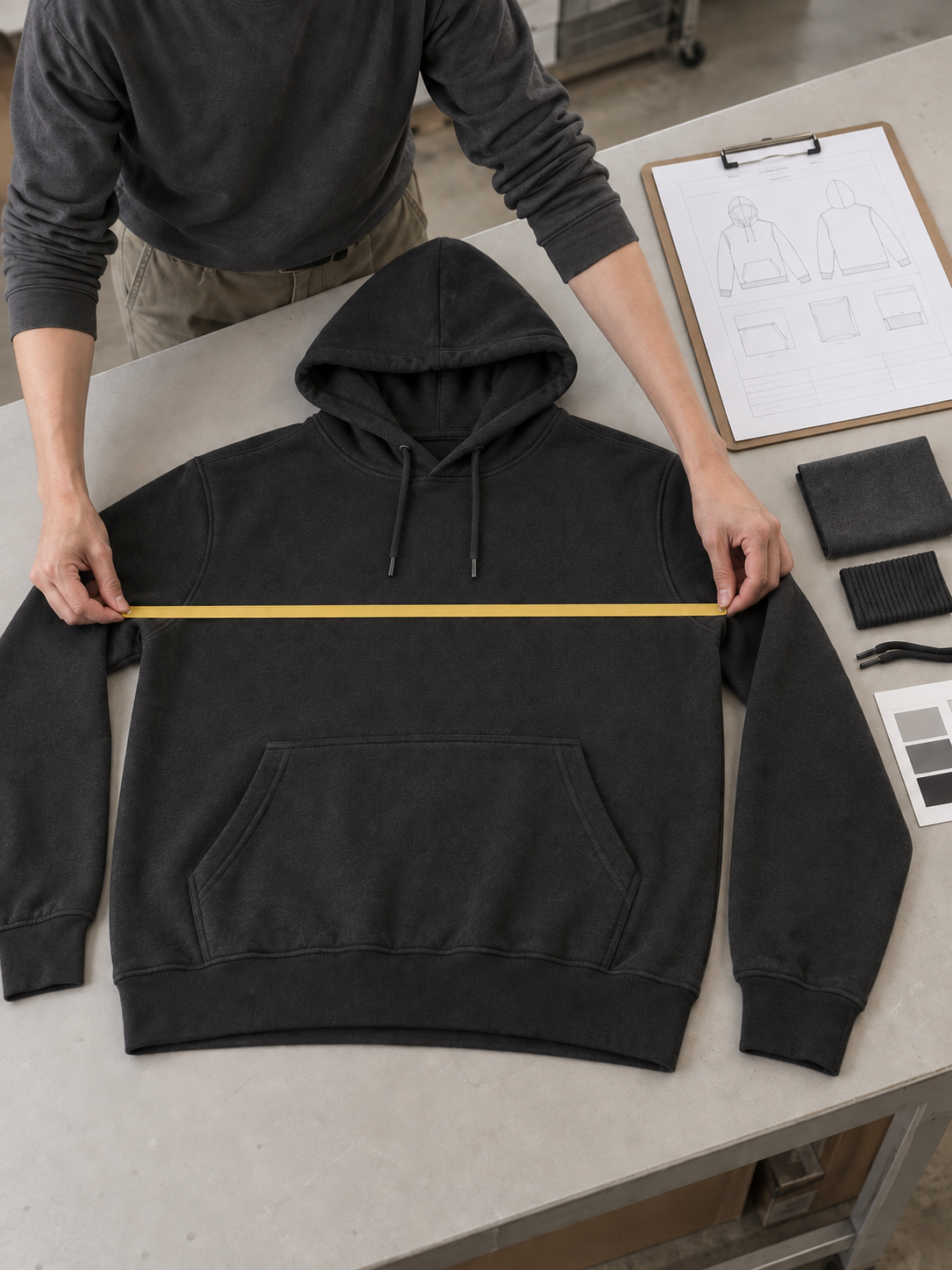Illustration of garment specification and sample reference review