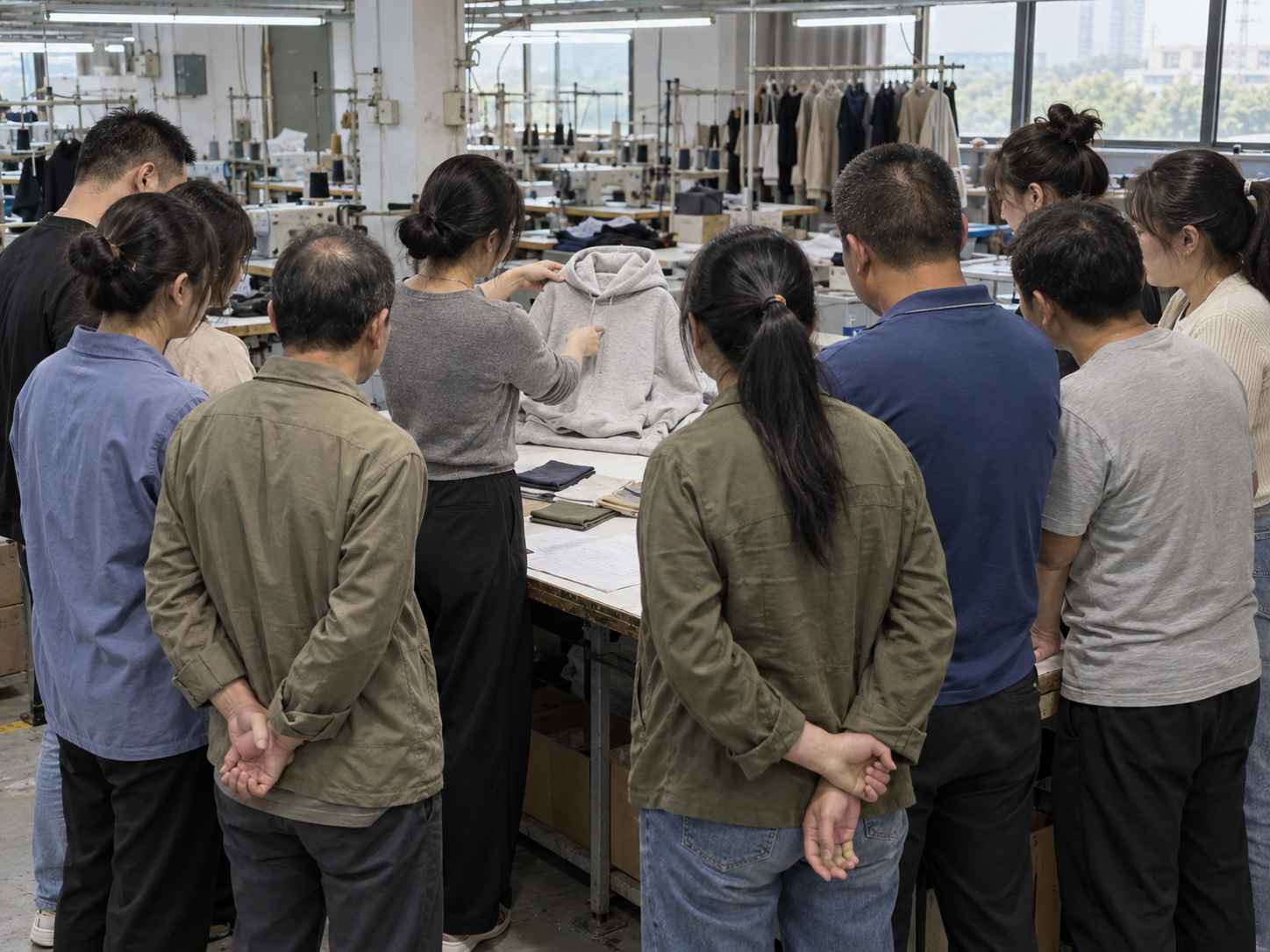 Yecheng Apparel factory team in Dongguan