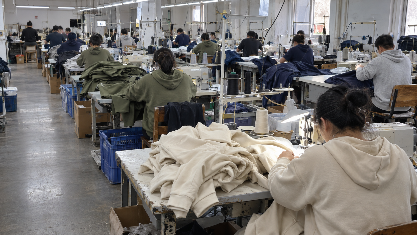 YECHENG APPAREL production floor with sewing machines