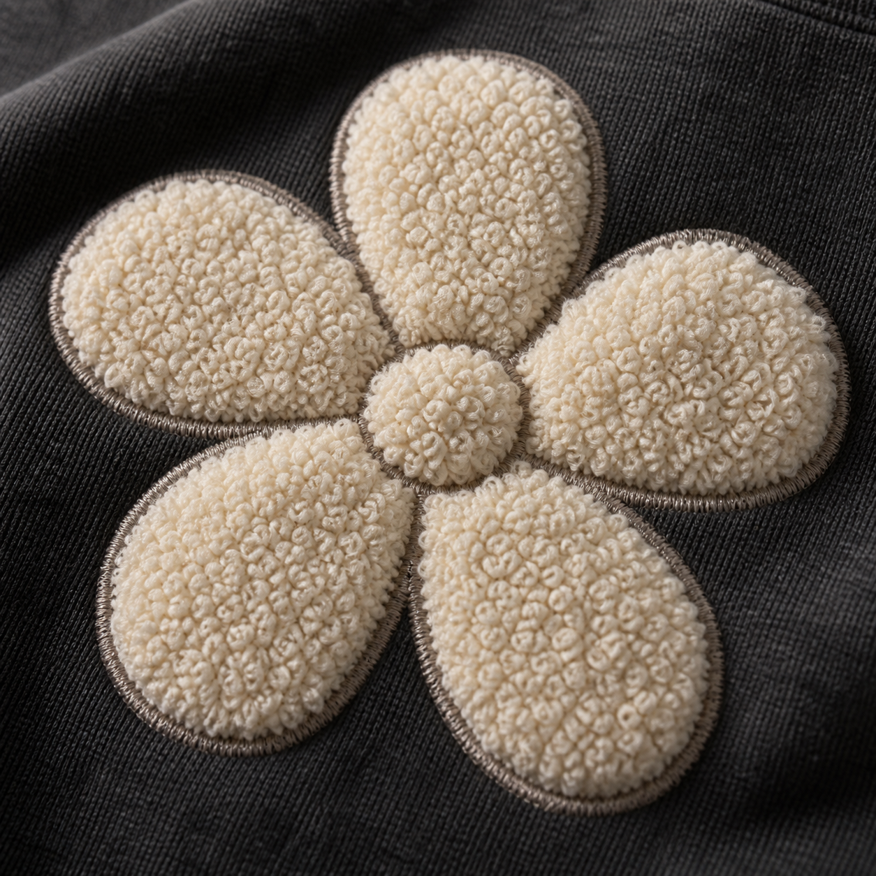 Chenille and towel embroidery texture close-up