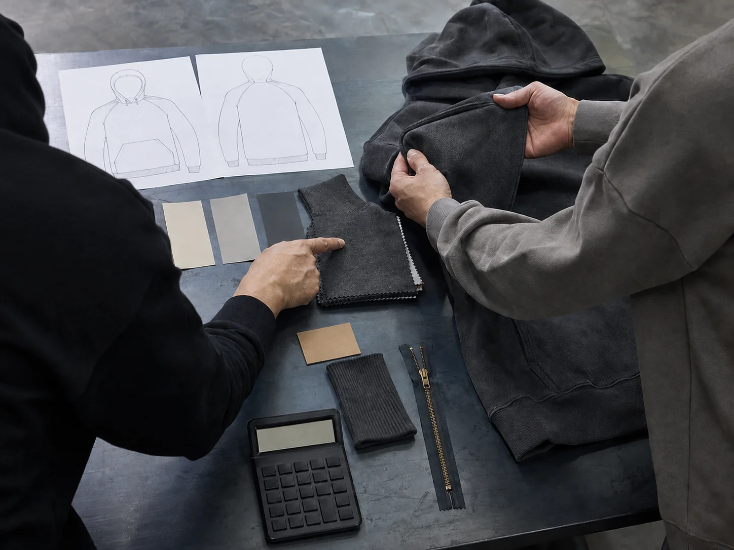 Brand launch support -- apparel development consultation with fabric samples