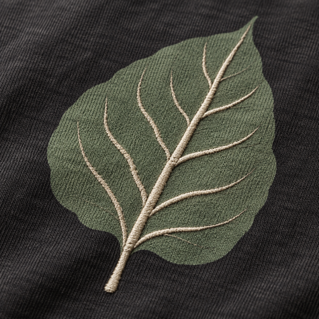 Combined print and embroidery decoration on hoodie