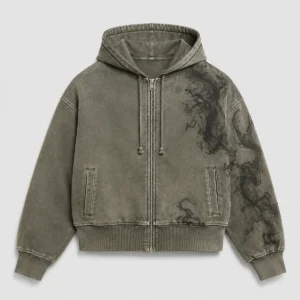 Custom Washed Streetwear Zip Up Graphic Hoodie OEM ODM Supplier