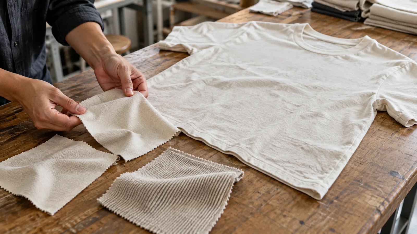 T-shirt fabric samples reviewed for vintage garment weight, drape, and structure