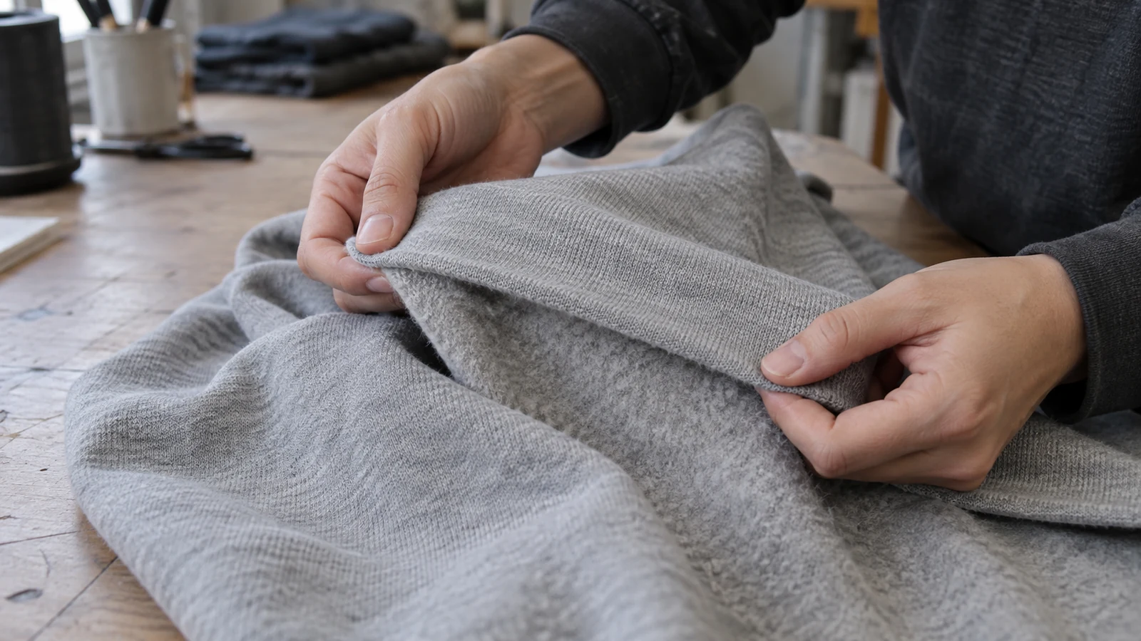 2-End vs 3-End Fleece: How Yarn Construction Changes a Hoodie Sweatshirt fleece fabric showing a smooth face and brushed napped interior surface