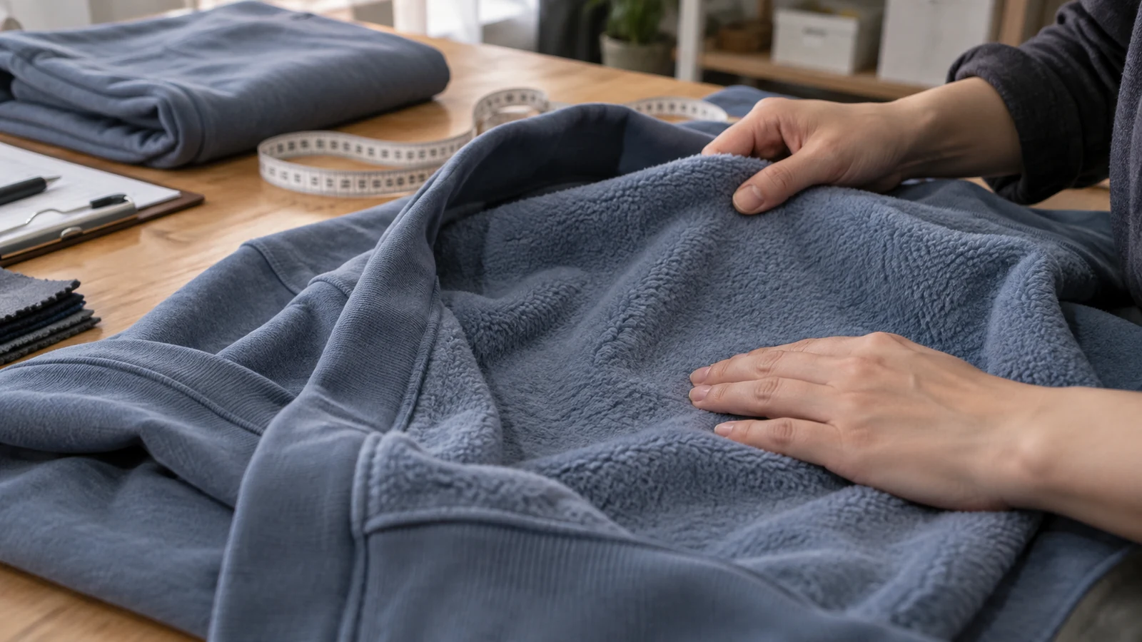 2-End vs 3-End Fleece: How Yarn Construction Changes a Hoodie Fleece fabric surface inspected after laundering for fuzzing, pilling, and finish changes
