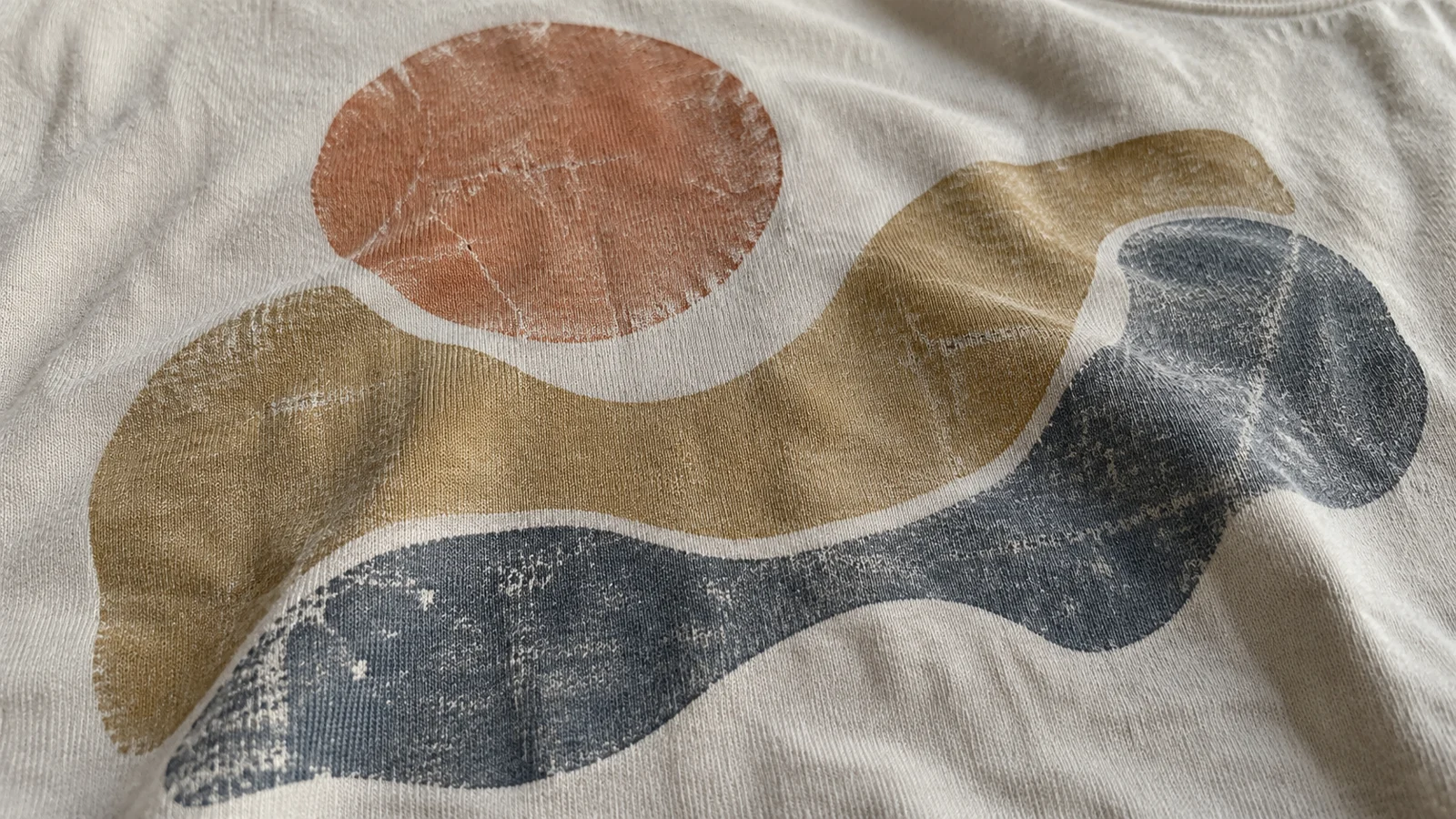 What Makes a T-Shirt Vintage? Age, Tags, Fabric, Print, and Wear Explained Aged T-shirt print showing natural fading and wear across the printed surface